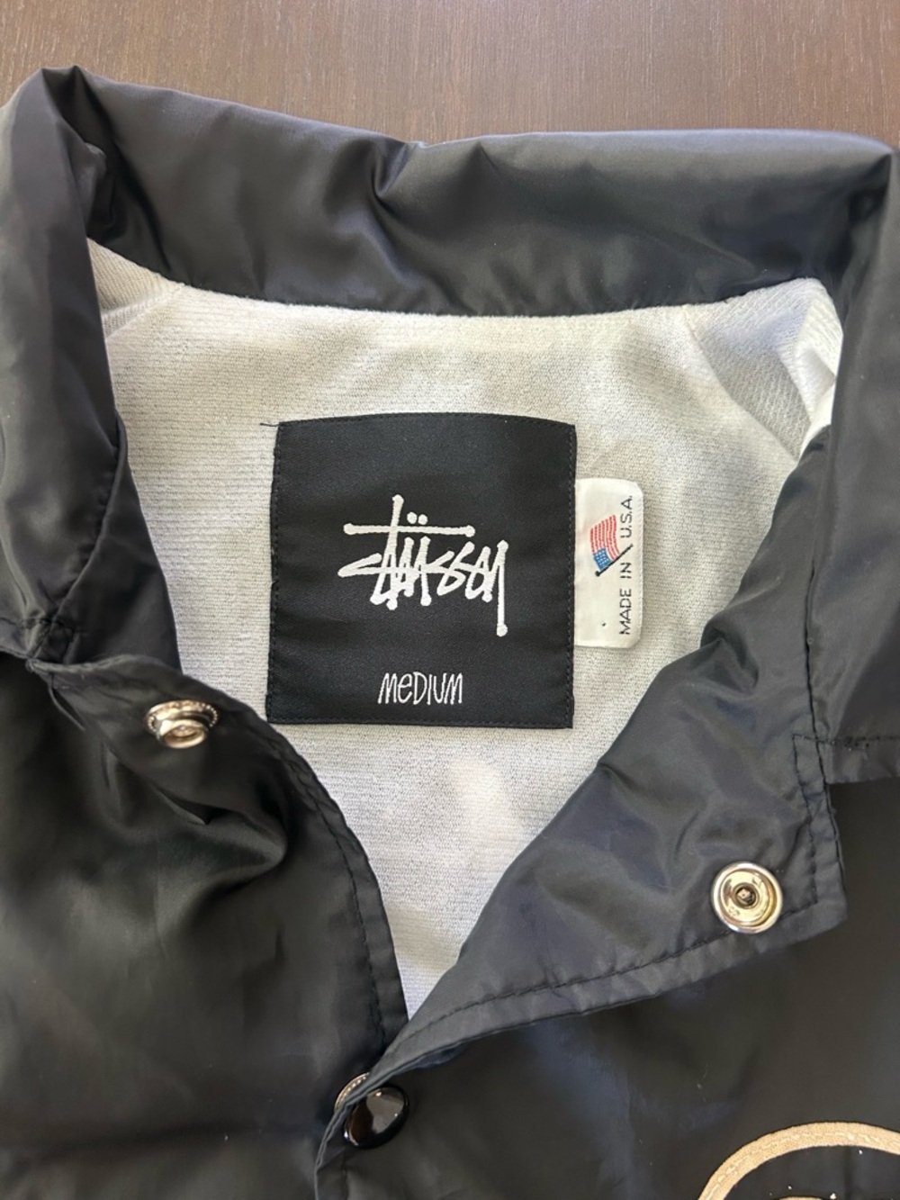Stussy Link Script Logo Black Coach Jacket with Embroidered Logo - Picture 4 of 10